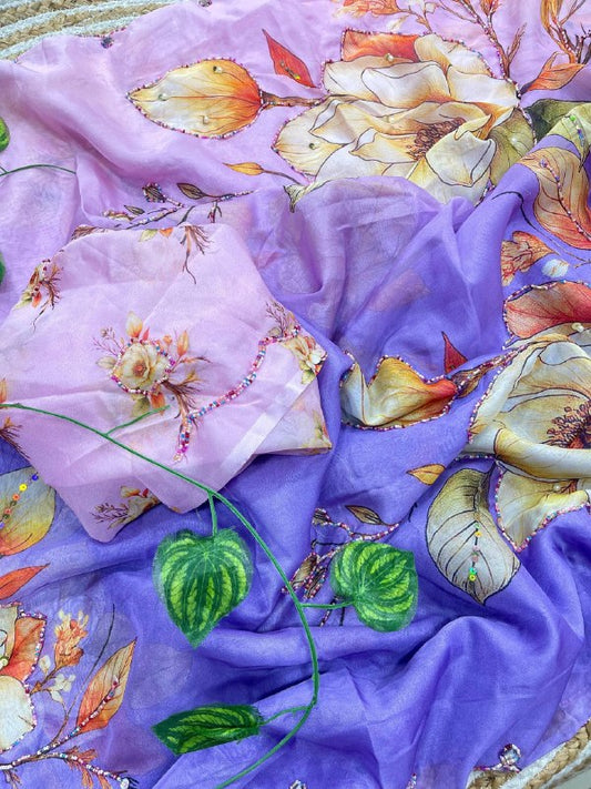 Premium designer Soft Chinon silk saree