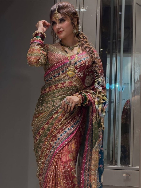 Premium designer Soft Very Soft and Elegant Rich look Soft Chinnon Silk saree