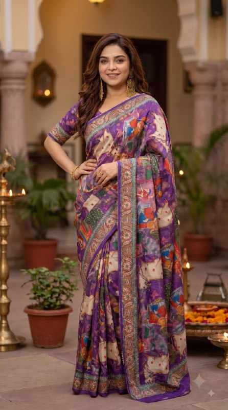 Premium designer Soft Chinon silk saree