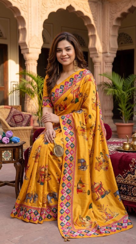 Premium designer Soft Chinon silk saree