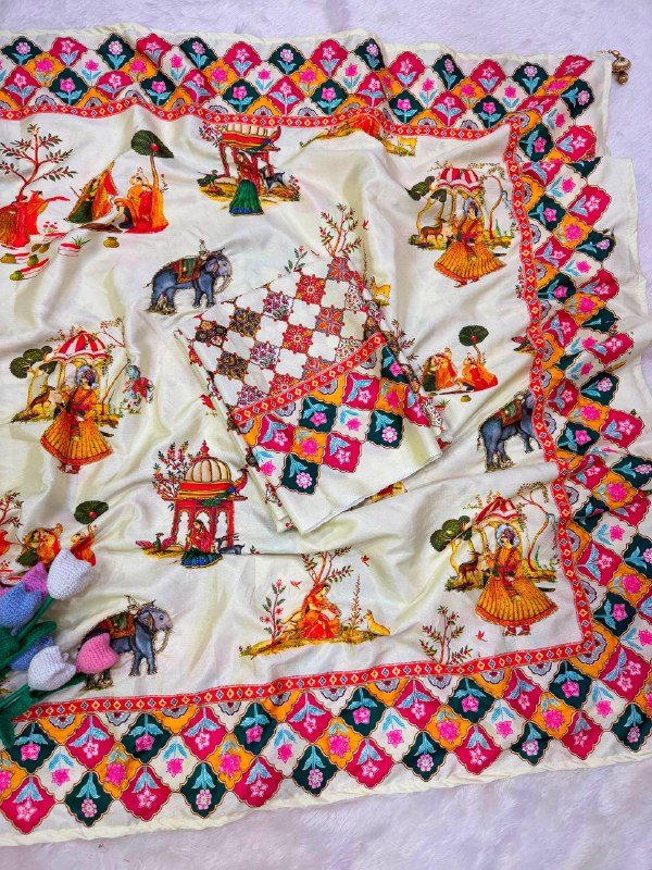 Premium designer Soft Chinon silk saree