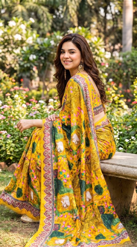 Premium designer Soft Chinon silk saree
