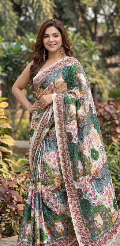 Premium designer Soft Chinon silk saree