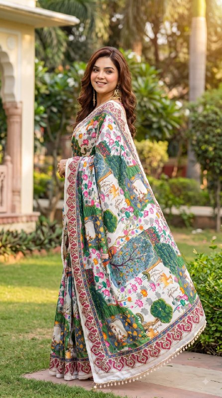 Premium designer Soft Chinon silk saree