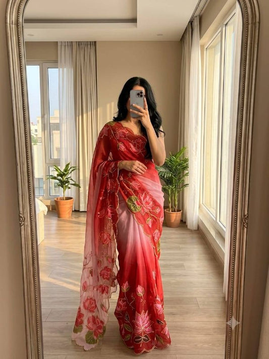 Premium designer Soft pure Georgette handwork sarees
