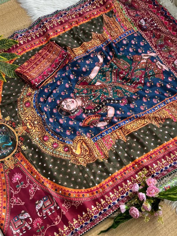 Premium designer Soft Very Soft and Elegant Rich look Soft Chinnon Silk saree