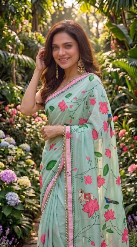 Premium designer Soft pure Georgette handwork sarees